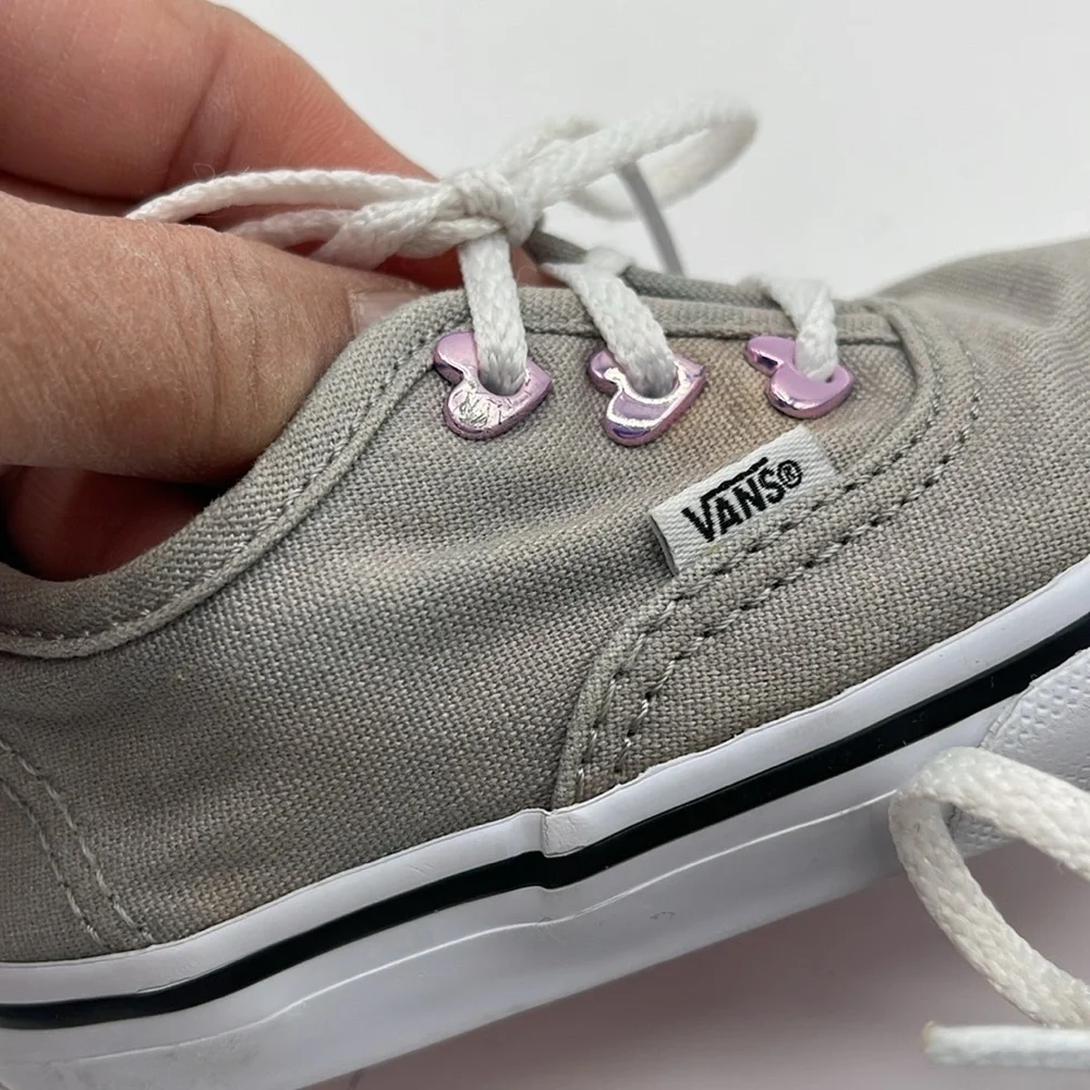 Vans Toddler Size 5.5 Gray With Purple Heart Eyelets